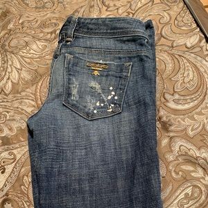 Bebe distressed with paint splatter jeans size 26